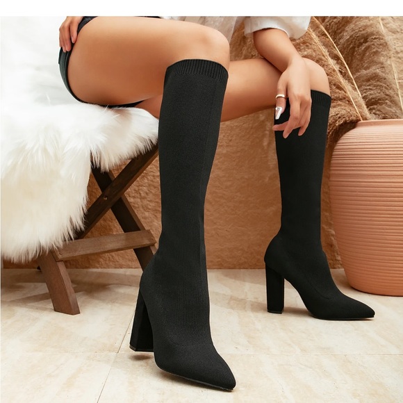 MOUSSE FIT Women Pointed Toe Sock Boots (comes with box) - Picture 5 of 8
